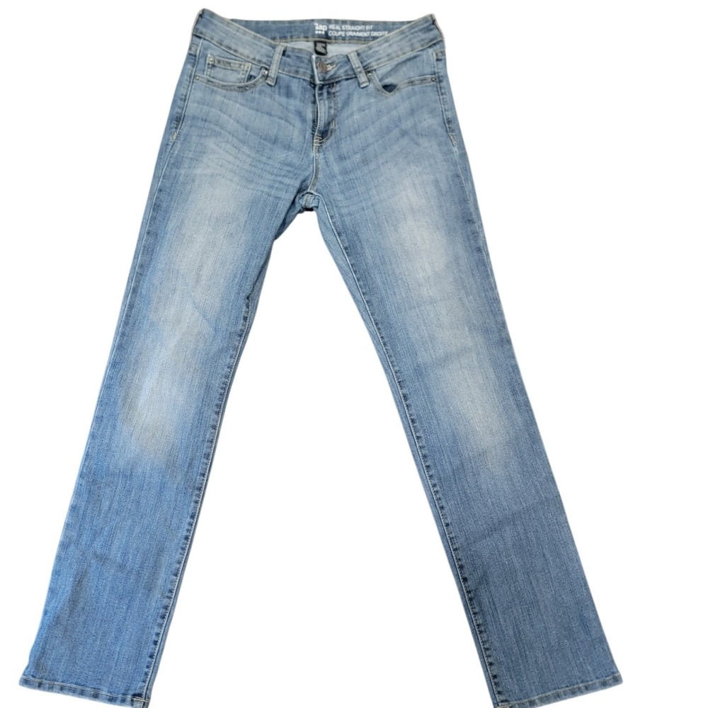 Gap Real Straight Fit Jeans Womens 4/27R Light Wash Denim Straight Leg Casual